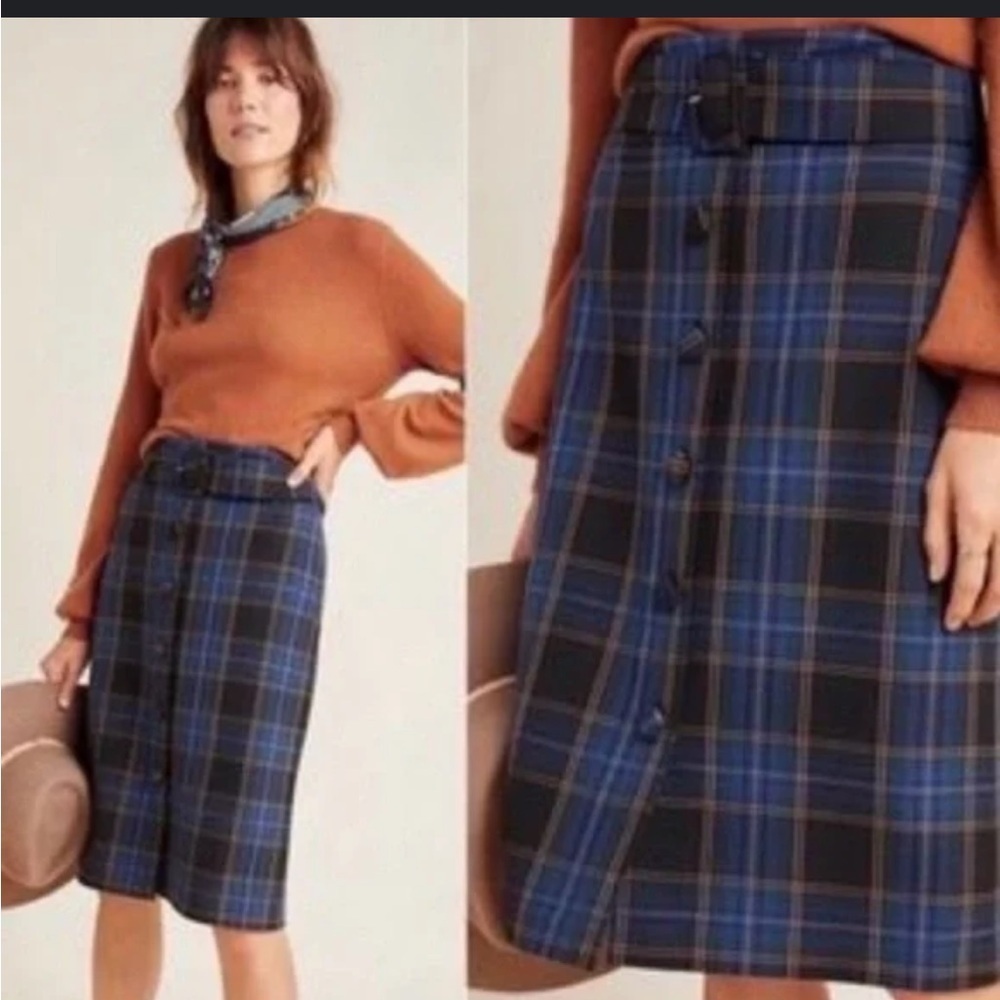 Maeve by Anthropologie Bernadette Buttondown Belted Pencil Skirt size 8